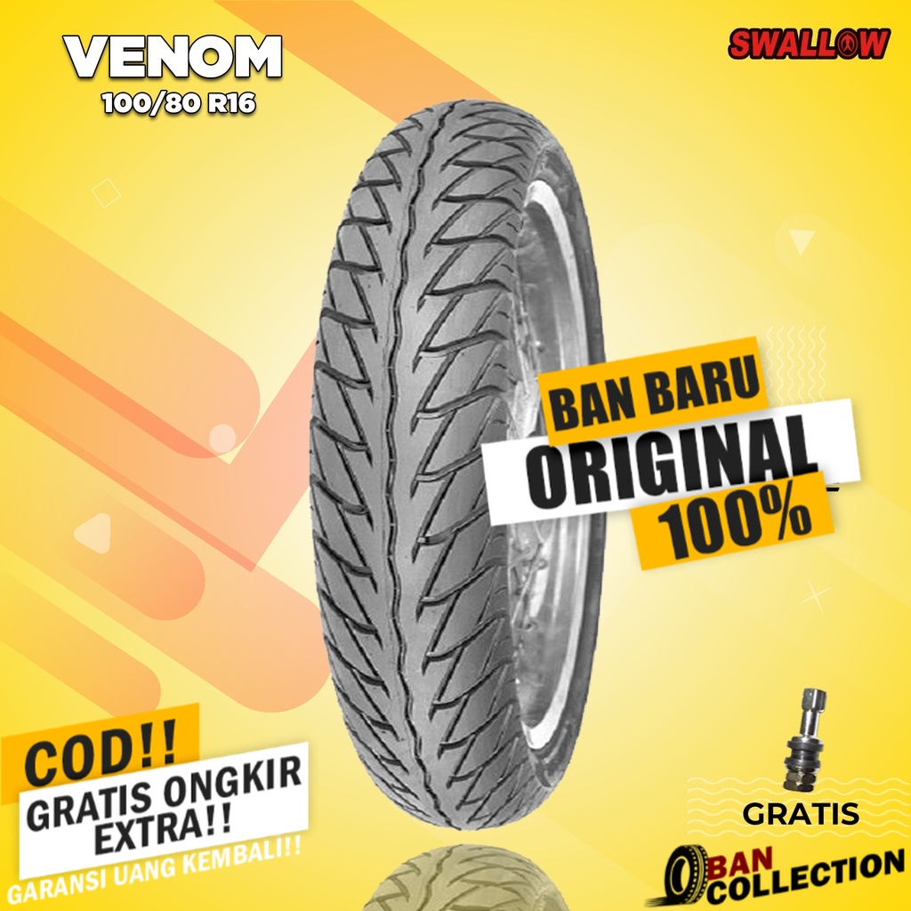 Ban Motor SKYWAVE, HAYATE, NOUVO // SWALLOW VENOM 100/80 Ring 16 Tubeless