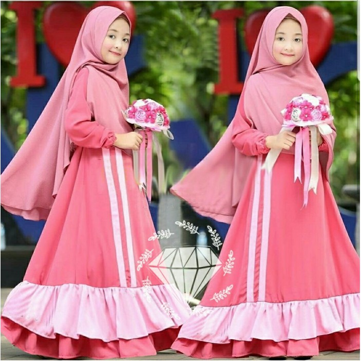  Baju  Gamis  Anak  Remaja  Overall Polos Teen Ori Naura 6698CZ 