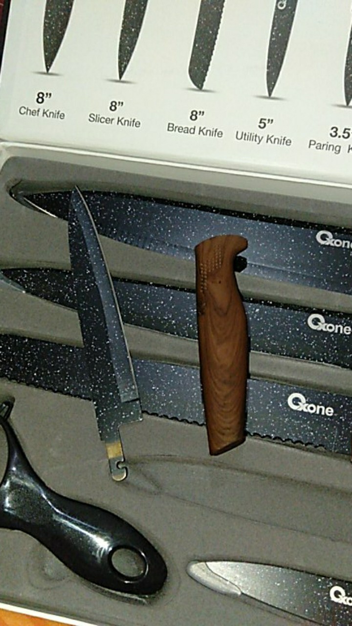 Oxone Black Marble Knife Set Ox-605 Pisau Set 100% Original