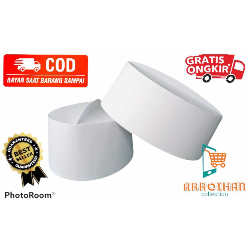 peci Assagofah kain keras pecihabib kopiah haji putih