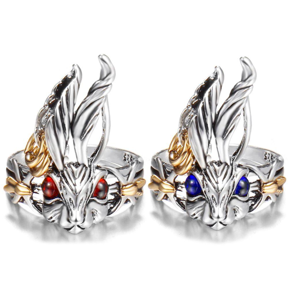 Agustina Wanita Cincin Openning Punk Kreatif Warna Silver Untuk Pria Retro Telinga Besar Perhiasan Fashion