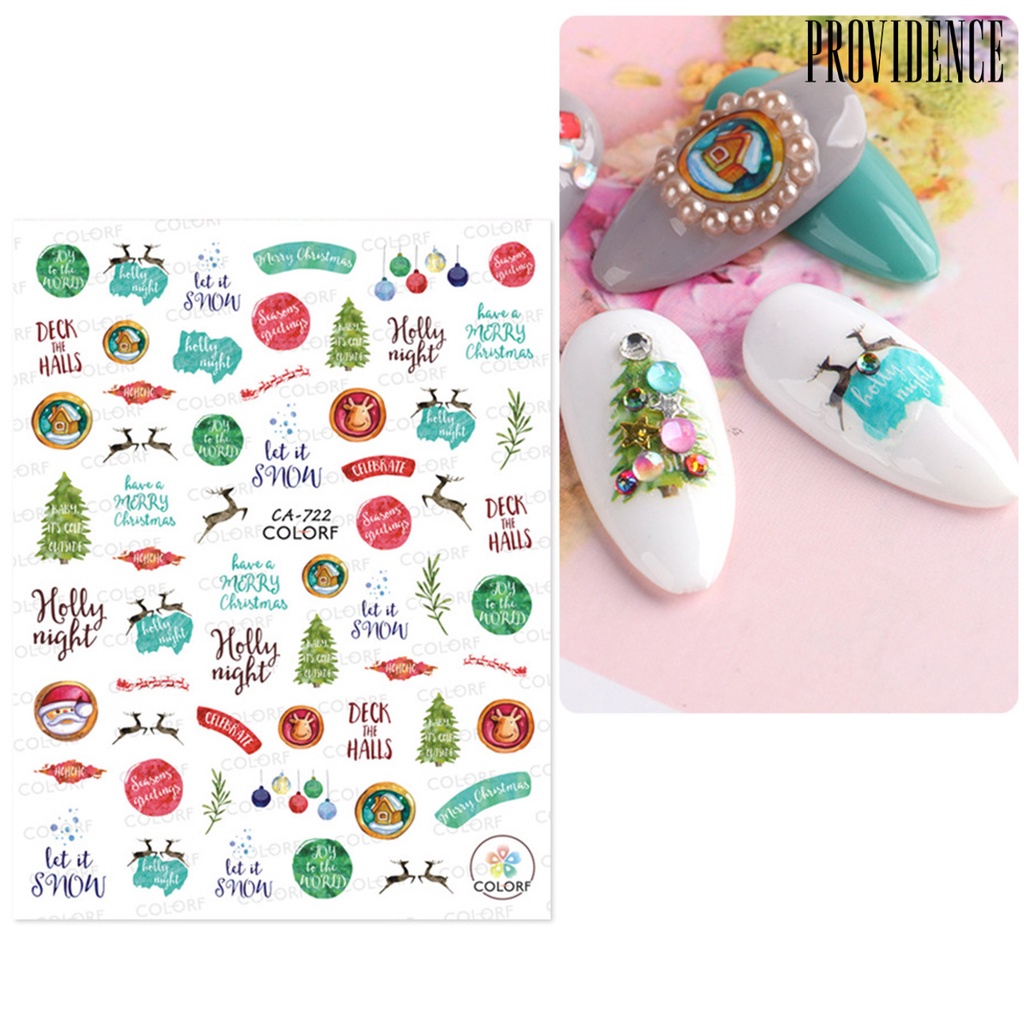 Providence Nail Sticker Christmas Patterns Non-Fading Colorful Winter Xmas Nail 3D Christmas Elk Sliders for Manicure