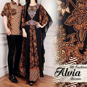 atk Cp Alvia Brown couple mamah papah kaftan kemeja batik songket etnik lengan pendek pria pasangan