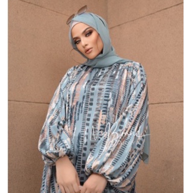 BELAGIO CHARCOAL ABAYA KAFTAN SUTRA SILK JUBAH GAMIS MAXI DRESS JUMBO PAKAIAN WANITA MUSLIMAH