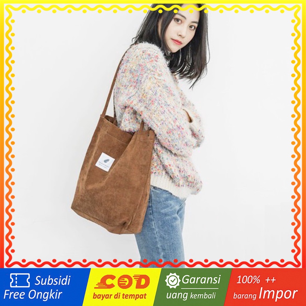 WYK43C Tas Wanita Korduroi tanpa Furing Warna Bahan Corduroy Bag Impor TKM