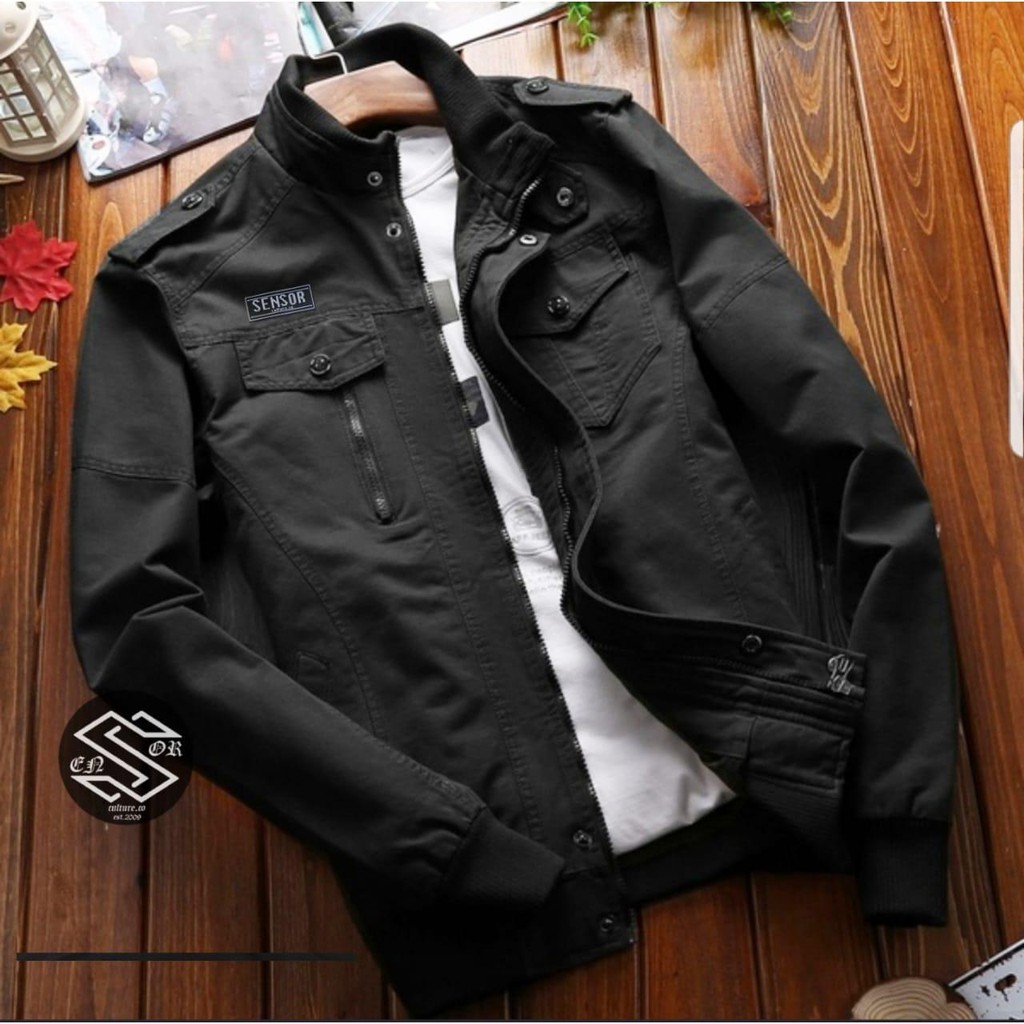 Jaket Bomber Classic Sensor - Jaket Bomber Pria Original SENSOR - Jaket Kerah Tebal Traveling Hiking