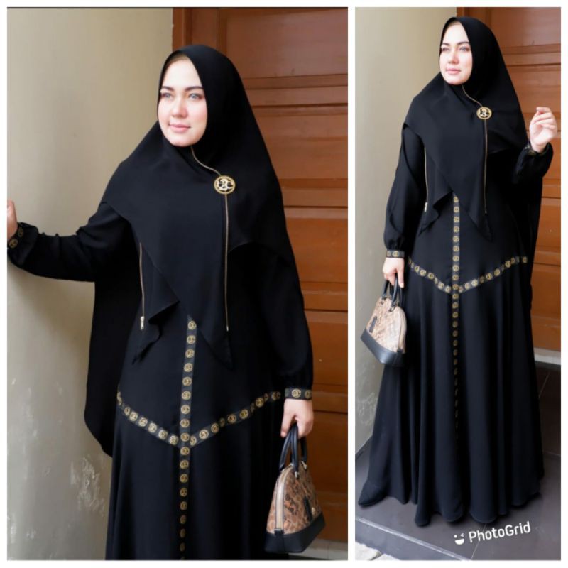 JAWHARAH BLACK PREMIUM BY U2C GAMIS SYARI PREMIUM HITAM SET SYAR'I ORIGINAL BAJU GAMIS