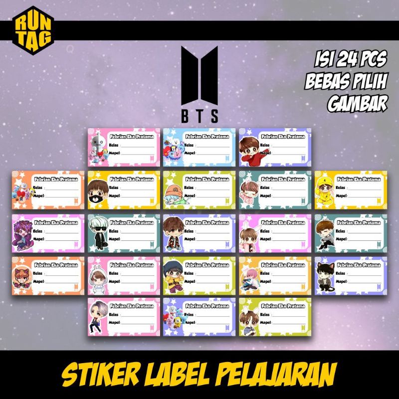 

STIKER LABEL MAPEL BTS