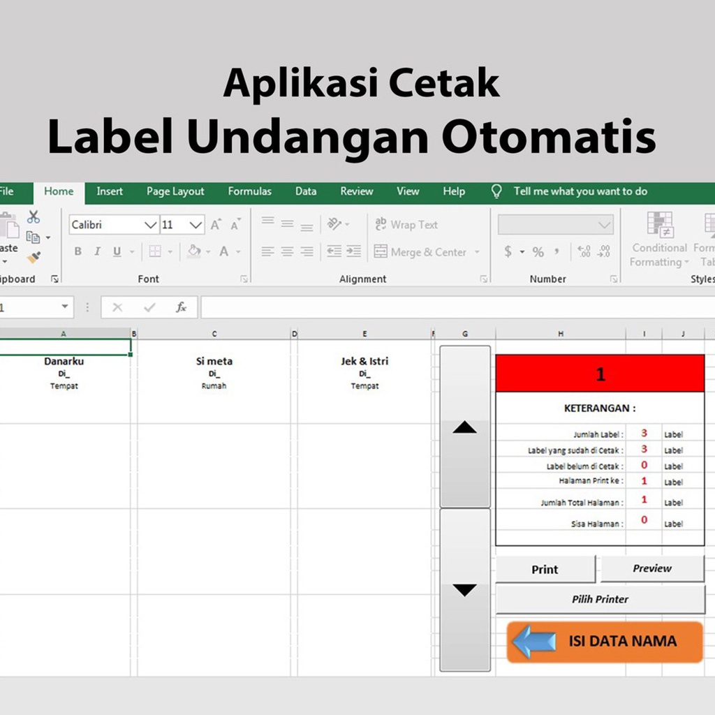 Aplikasi Softwear Excel VBA Print Label Undangan Otomatis