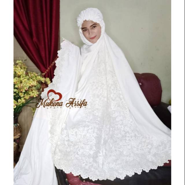 Mukena bordir bukittinggi putih polos