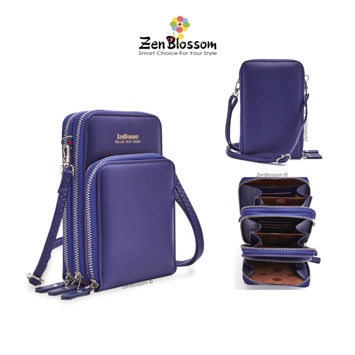 Tas Selempang ZenBlossom Tas HP Selempang Mini Wanita Kulit -Naila - Biru import viral, terbaru bahu