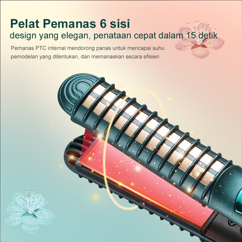 Omfu Catokan Rambut Curly Lurus 2 in 1 Pelat Pemanas 6 Sisi Pemanasan Cepat Pada 15 Detik - HS03 Pro