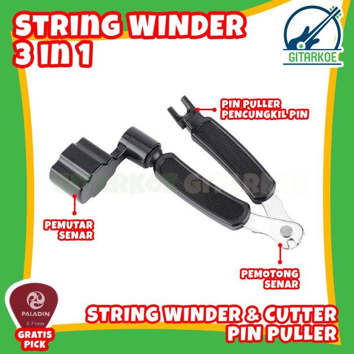 Alat Pemutar Senar 3in1 String Winder Cutter Pin Puller Premium Import Quality