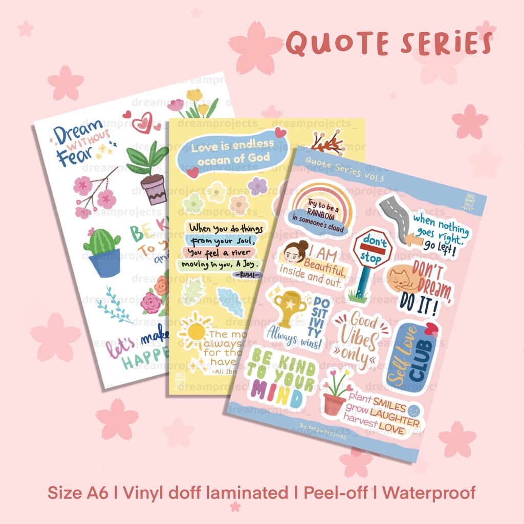 

DREAMPROJECTS Quote Sticker Sheet / Stiker Kiss Cut
