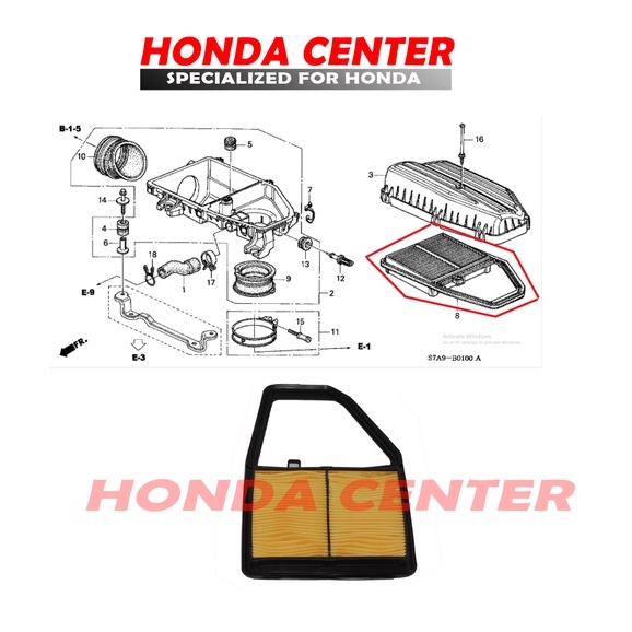 Filter udara saringan udara air filter Honda stream 2002 2003 2004 2005 2006  1700 cc -17220-PLD-YOO