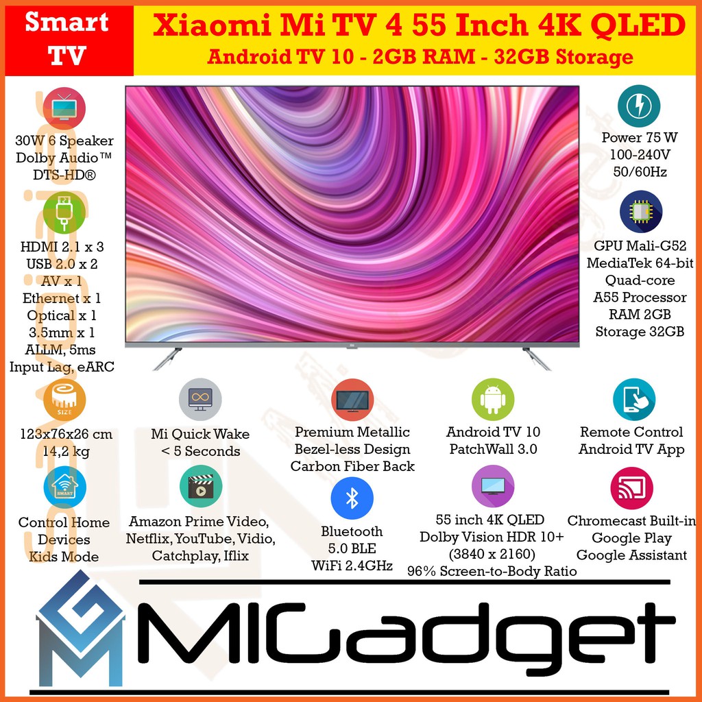 Xiaomi Mi TV 4 55 4K QLED Bezel-less Bezelless 55 Inch 4K Smart TV