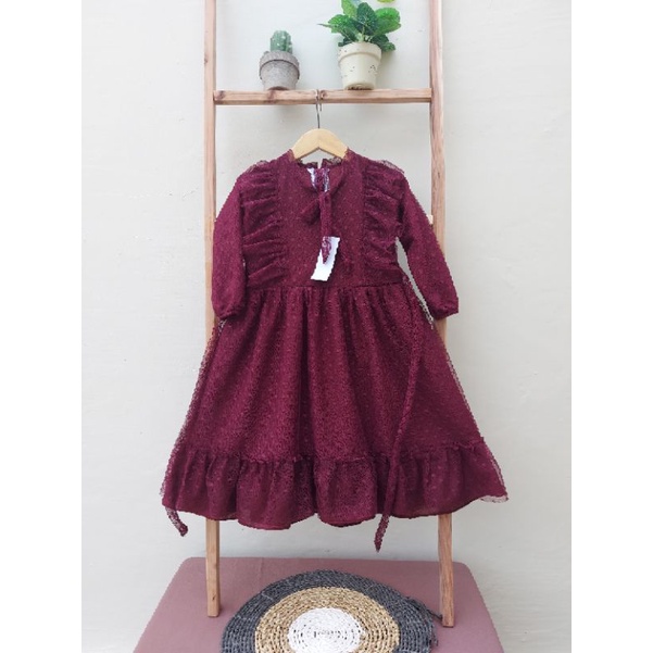 Tunik/Gamis anak tile dot kembang 4_9 tahun