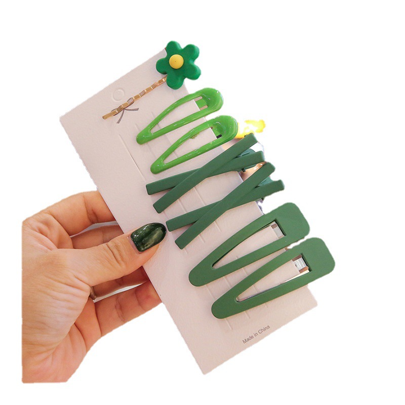 【MHANG】7 Pcs/Jepit Rambut Wanita Bunga Merah Muda Yang Lucu Klip Tetesan Air Berwarna Anak-anak Yang Sederhana Dan Modis