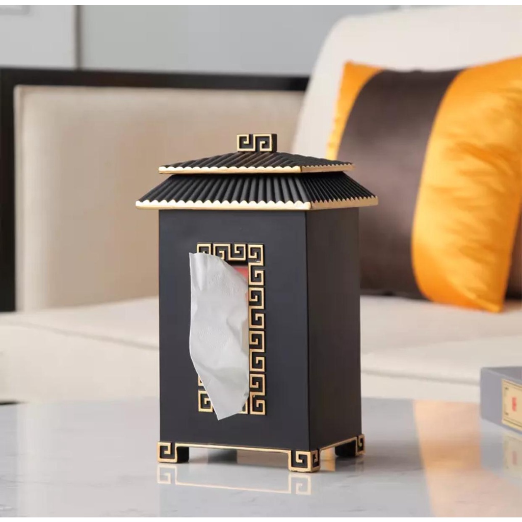 Black Chinese Tempat Tissue Box Gate by Plateful Co