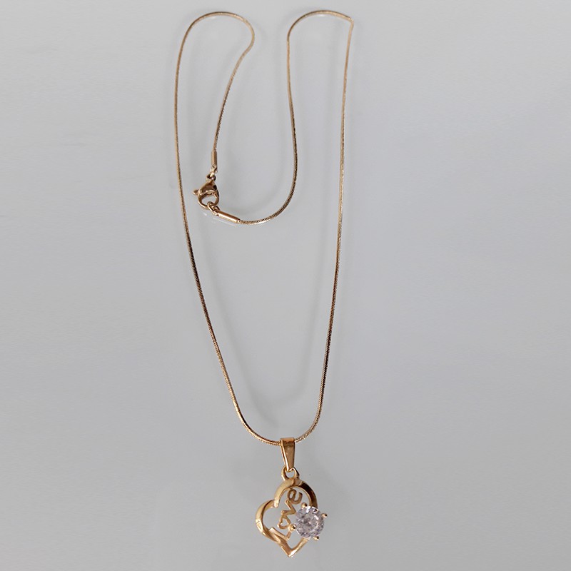 Lovely LOVE  Kalung Titanium Gold  Wanita - GOLD