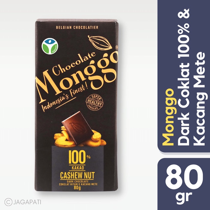 

MONGGO CHOCOLATE - DARK 100% CASHEW NUT TABLET 80GR - COKLAT PREMIUM