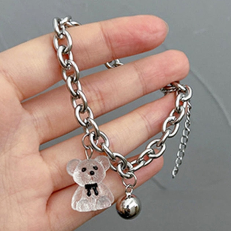 Gelang Liontin Beruang Warna Silver Gaya Vintage Untuk Wanita