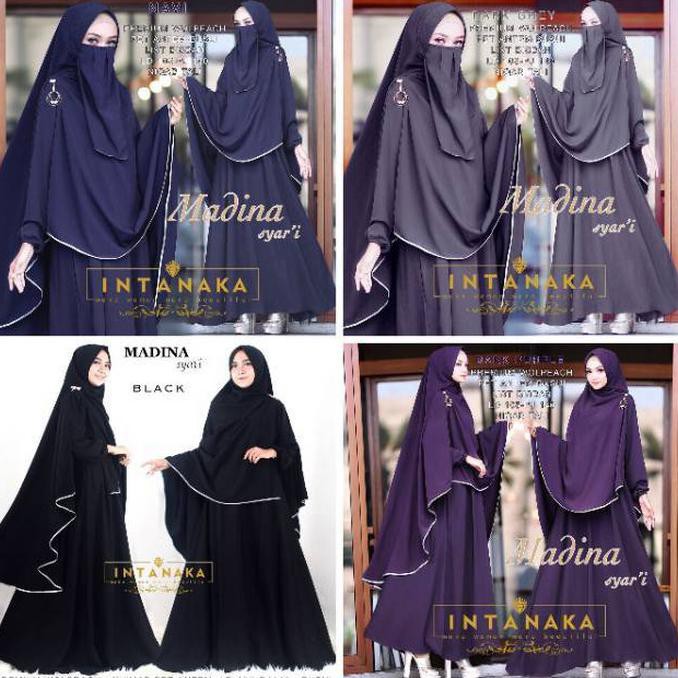 Baju Gamis Wanita Terbaru Madina Syari Ori Intanaka Maxi Wolpeach