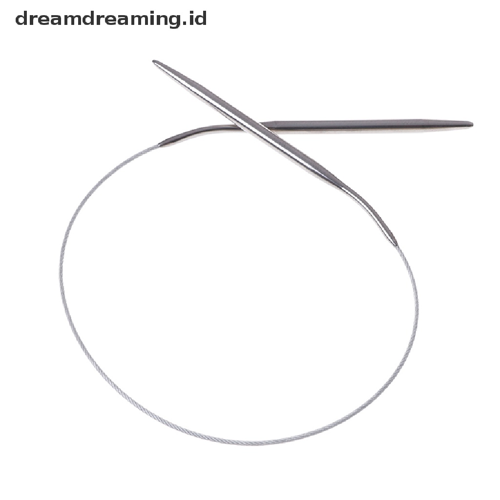 (dreamdreaming.id) 11pcs / set Jarum Rajut circular Bahan stainless Steel Ukuran 6-16 43 / 65 / 80cm