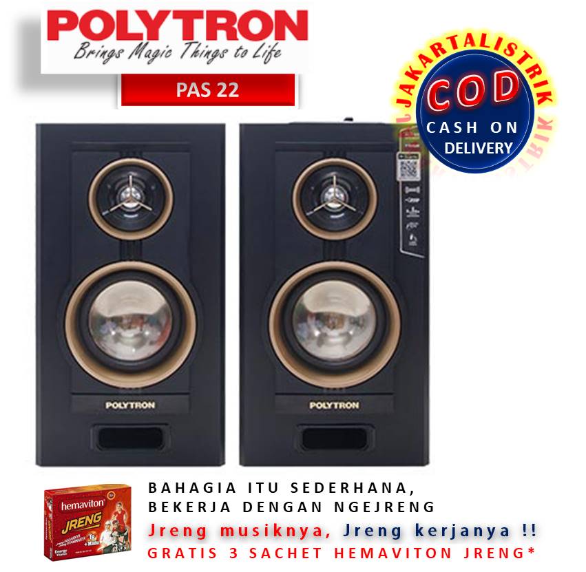SUPER BASS BOOM   POLYTRON AKTIVE SPEAKER PAS 22 GA USB BLUETOOTH GARANSI RESMI PASTI ORI 