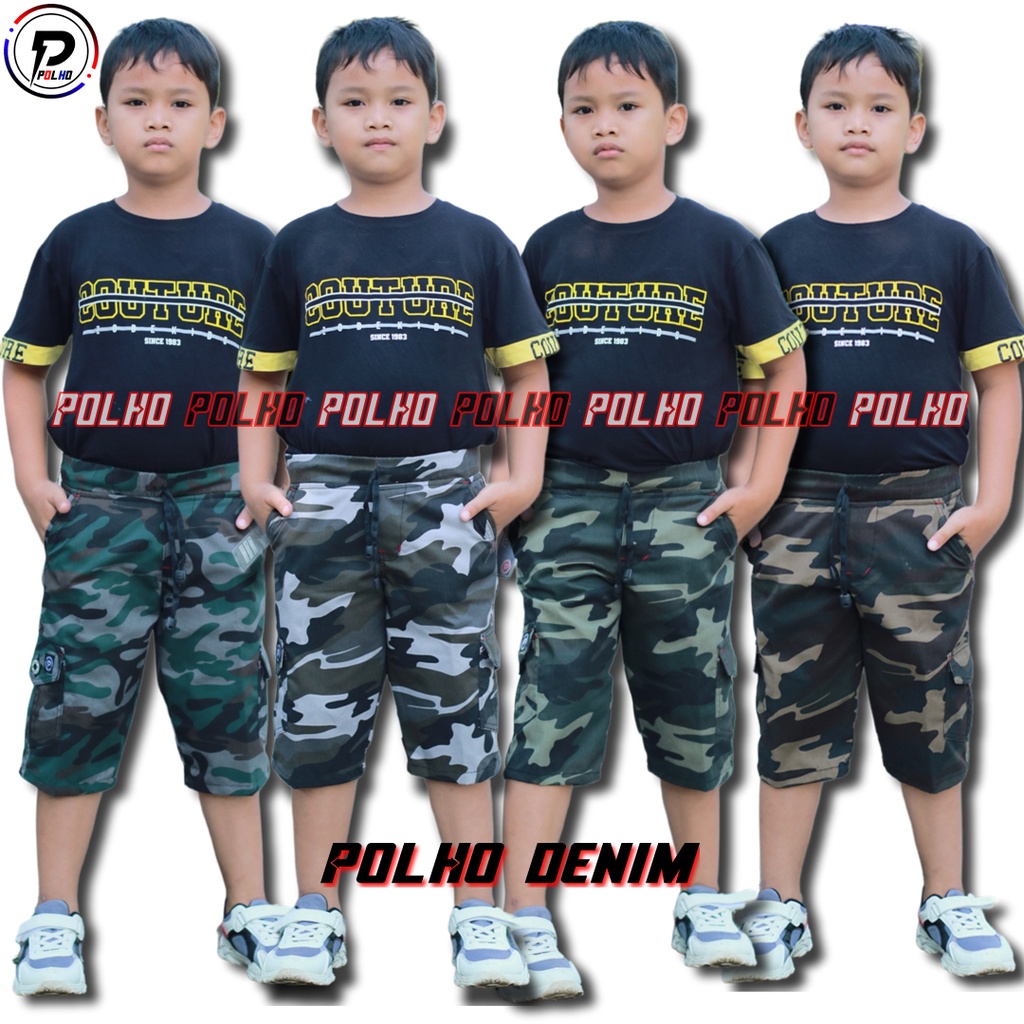 Celana Cargo Army Anak Pendek Usia 4-13 Tahun Original POLHO