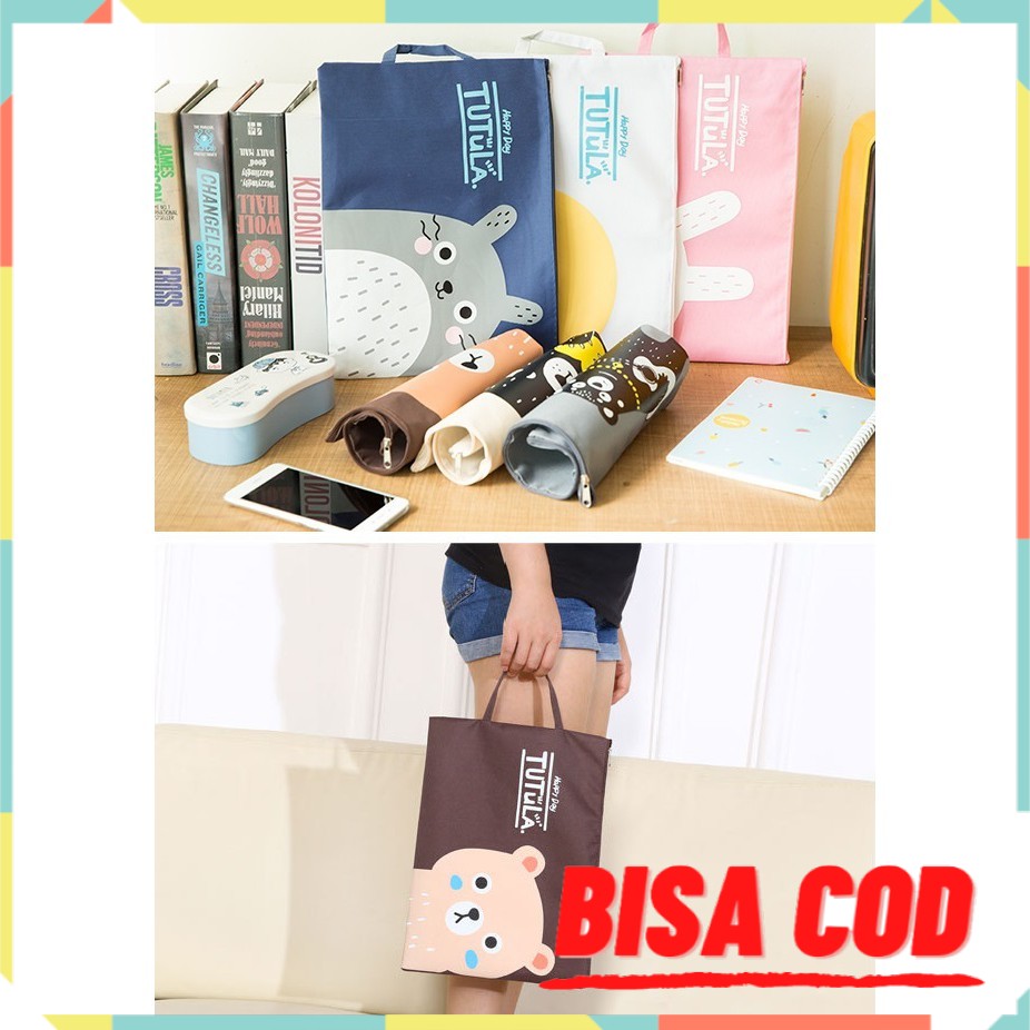 

[LW] PF01 Creative Fun Print Portable A4 file Storage pouch bag / Tempat Buku Alat Tulis COD