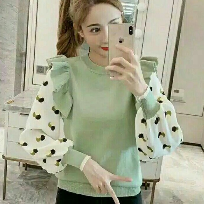 Jual Alice Knit Baju Blouse rajut wanita import lengan balon/ Baju