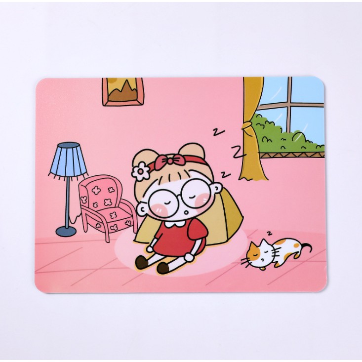 J2 - Mousepad kartun student Alas Mouse / Tatakan Mouse lentur-sleeping girl