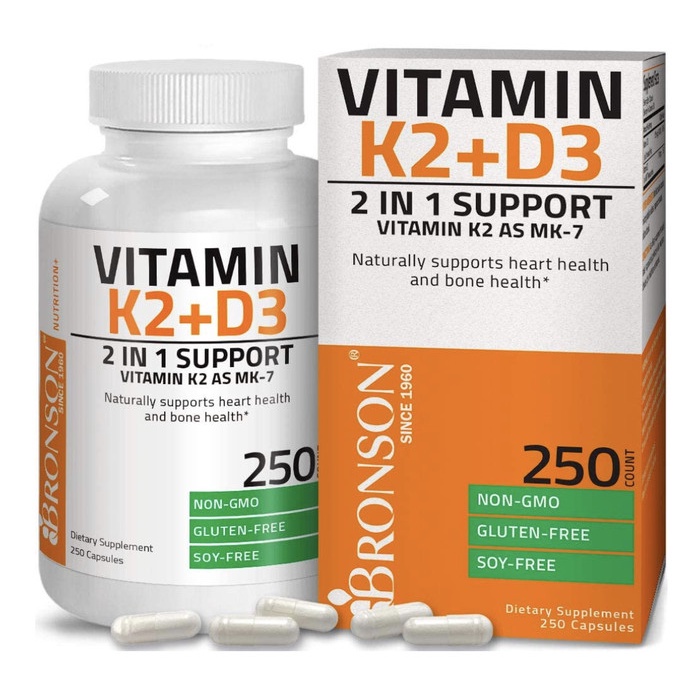 {cantikstore} Bronson Vitamin K2 MK-7 Plus Vitamin D3 D-3 K2 D3K2 250 Capsules Diskon