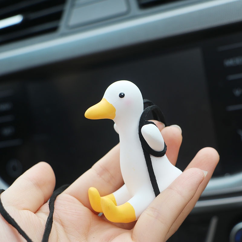 [1 Pcs Car Swing Duck Pendant][Cute Anime Car Accessorie with Hanging Rope]