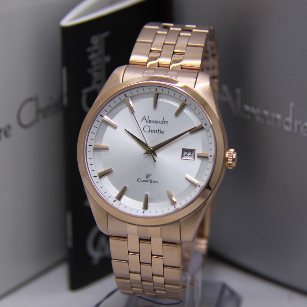 ALEXANDRE CHRISTIE 8635 ROSEGOLD WHITE PRIA ORIGINAL AC8635 AC 8635 JAM TANGAN COWOK ARLOJI COWOK