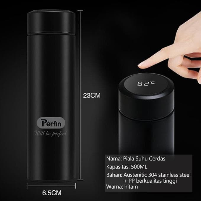 Perfin PFCP03 Botol Tumbler 500ml Cerdas dengan LED Suhu