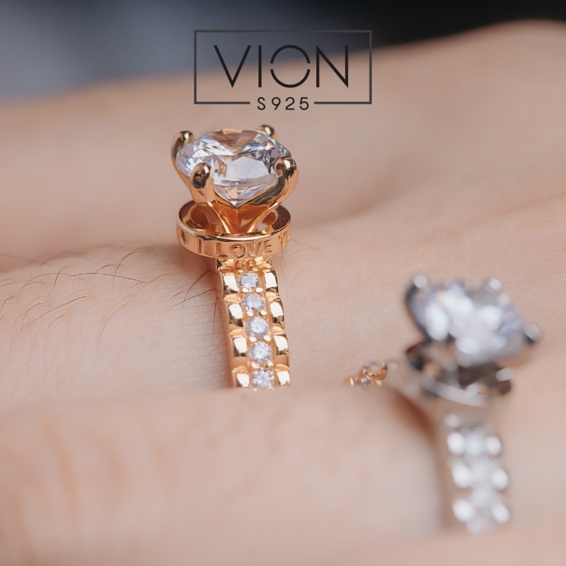 Vion S925 Ring 10307 , cincin perak / silver 925 , cincin replika berlian crystal zirconia