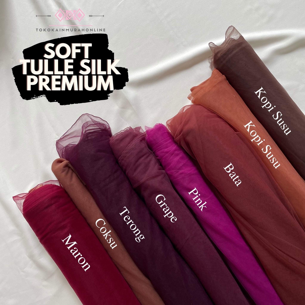 Kain Tile (Soft Tulle/Kain Tille lembut) HALUS Polos Silky Premium (WARNA LENGKAP) I TERLEMBUT & TERMURAH CAP 3 BINTANG Image 2