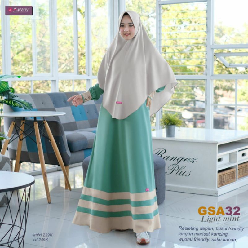 GAMIS SYARI GSA 32 DARK PURPLE &amp; LIGHT MINT  || AURANY