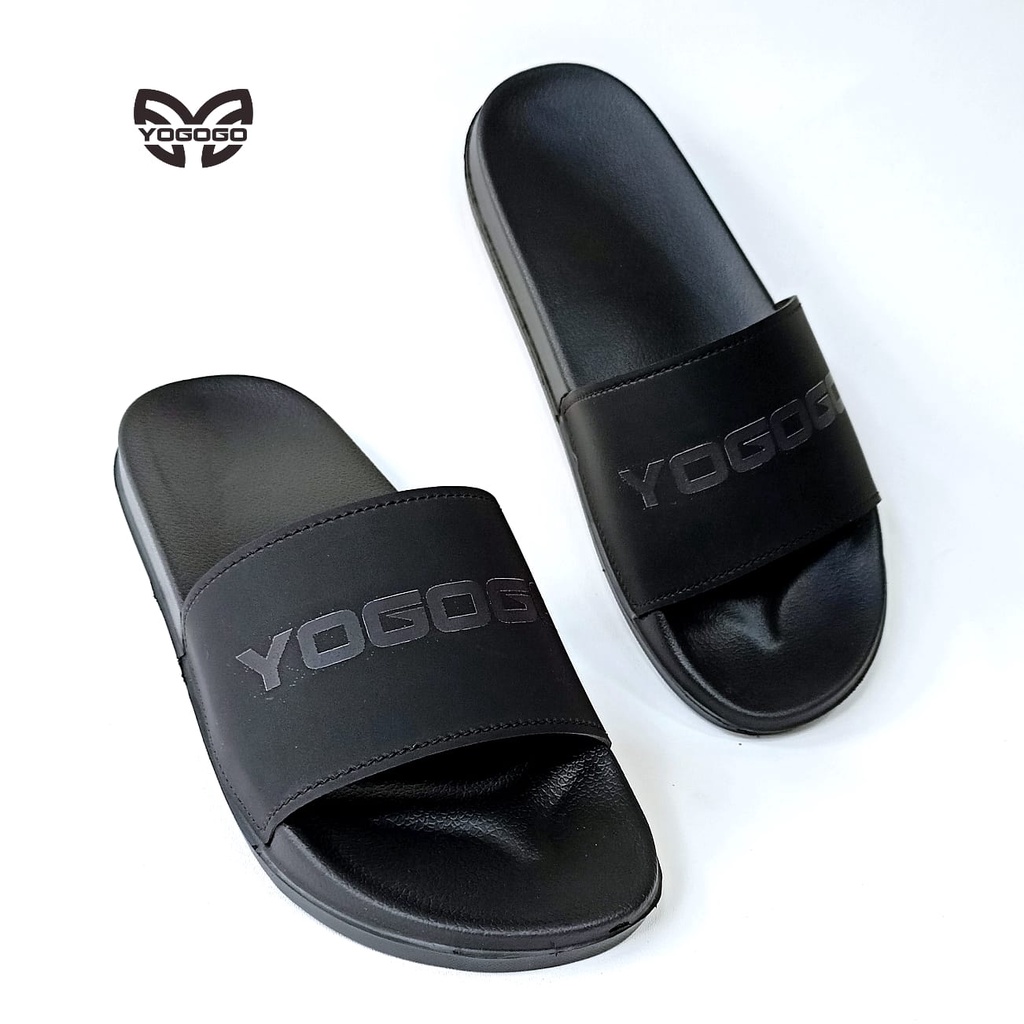 Sandal Slide Sendal Slip On Flip Flop Yogogo FULL BLACK