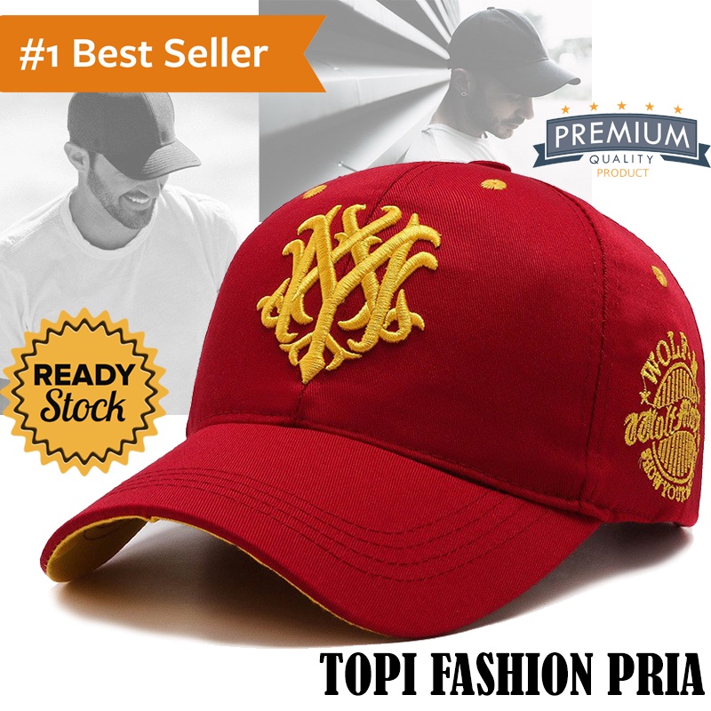 Topi Baseball Pria Dewasa Snapback Wolf-M 3D Distro Ori Golf Cap Laki Laki Casual Gaul Import Luar N