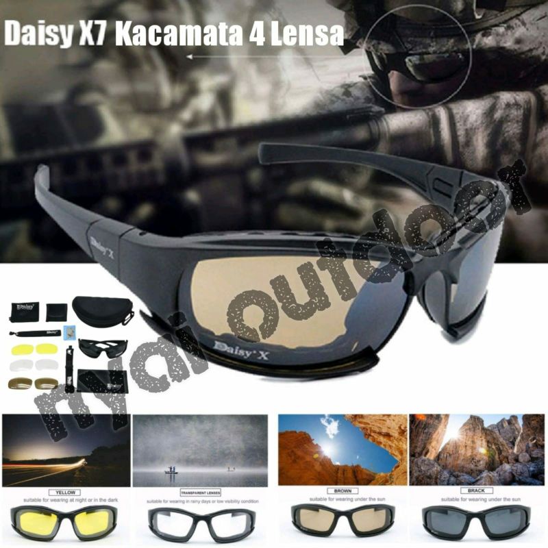 kacamata Daisy polarized military sunglasses 4 lensa kacamata anti UV