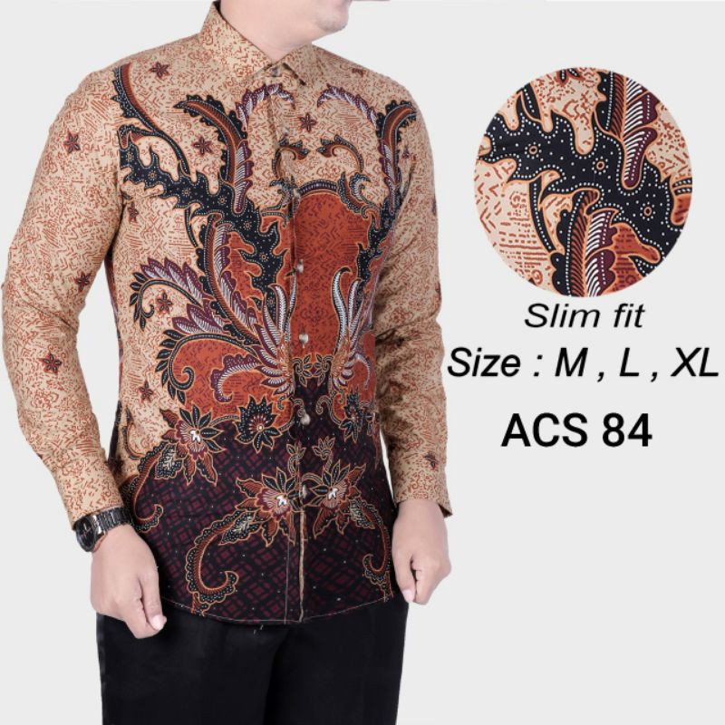 BAJU KEMEJA BATIK PRIA SLIM FIT LENGAN PANJANG BEST SELLER COLINDION ACS66