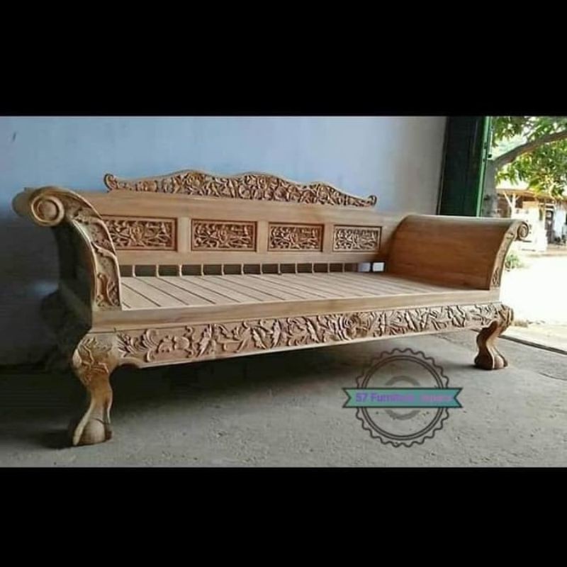 Bale Bale Ukir Madura Jati - Kursi Bangku Panjang Kayu Jati Finishing