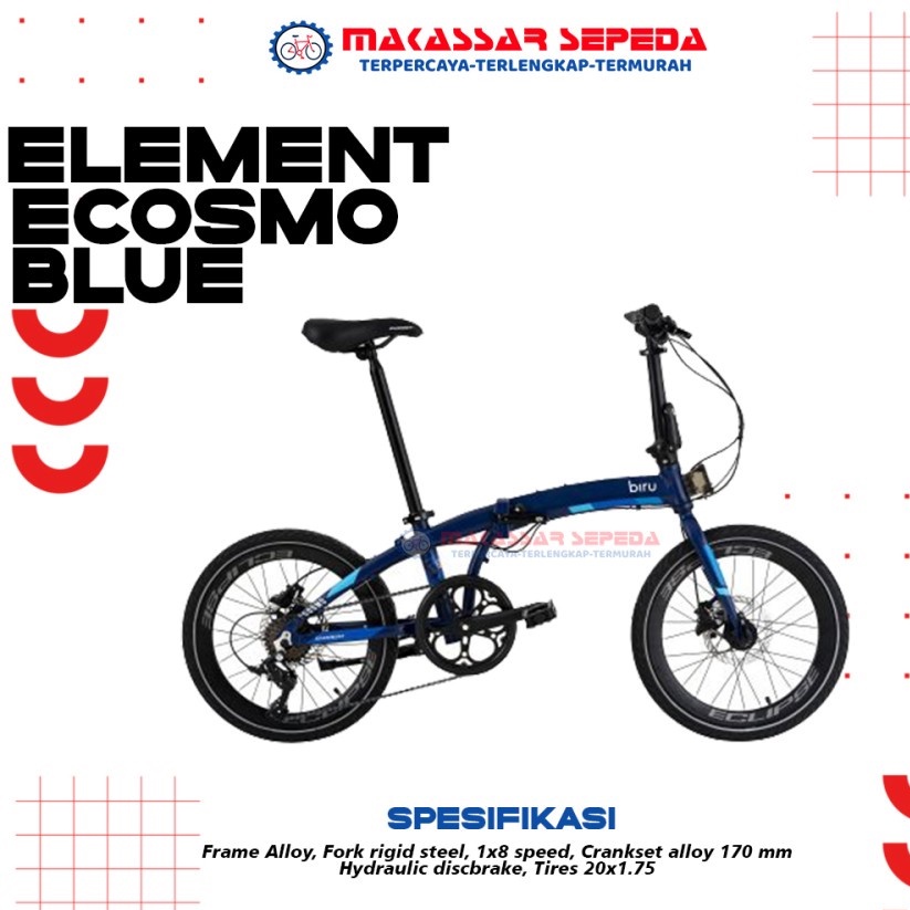 SEPEDA LIPAT ELEMENT ECOSMO 8 SPEED BIRU