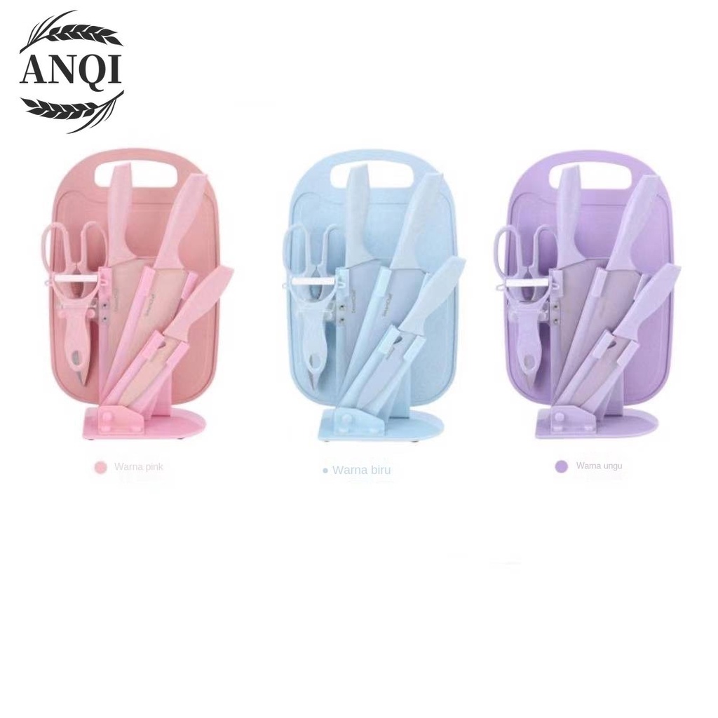 ANQI 1888 Pisau + Talenan Masak Set 7IN1 Bahan Keramik Best Quality / VS-1804