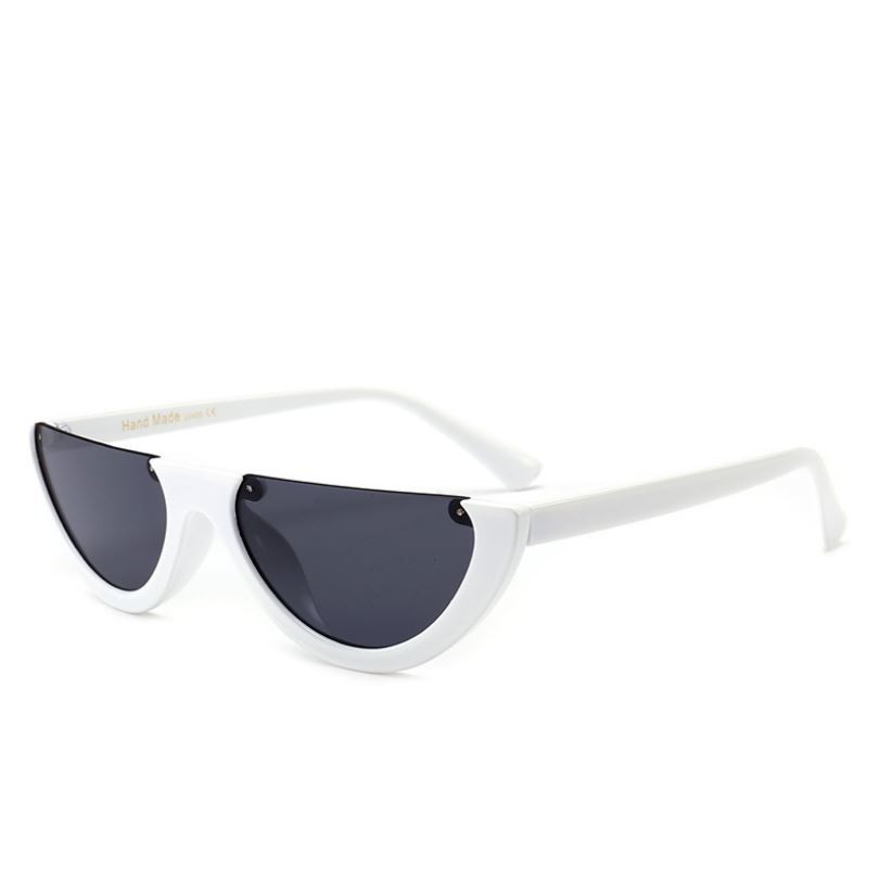 MM - Kacamata Hitam Wanita Pria Kacamata Oval Kode 8066 Half Frame Sunglasses-PUTIH HITAM