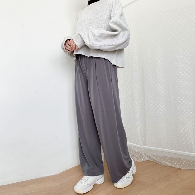 Kulot Jumbo DAILY KULOT JUMBO // UMBRELLA KULOT // CELANA PANJANG WANITA S M L XL-JUMBO-Grey