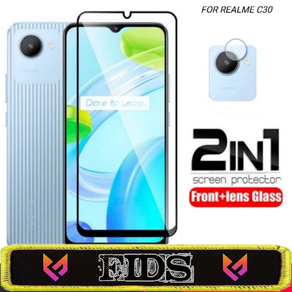 PROMO PAKET 2 IN 1 Anti Gores Realme C30 2022 Free Tempered Glass Camera Belakang Handphone